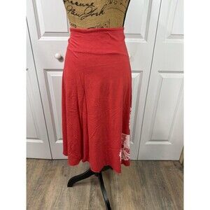 Prana Red Tie Dyed Cotton Skirt M